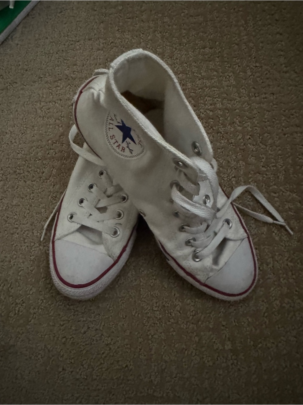 Converse White High-Top Sneakers with Red Trim